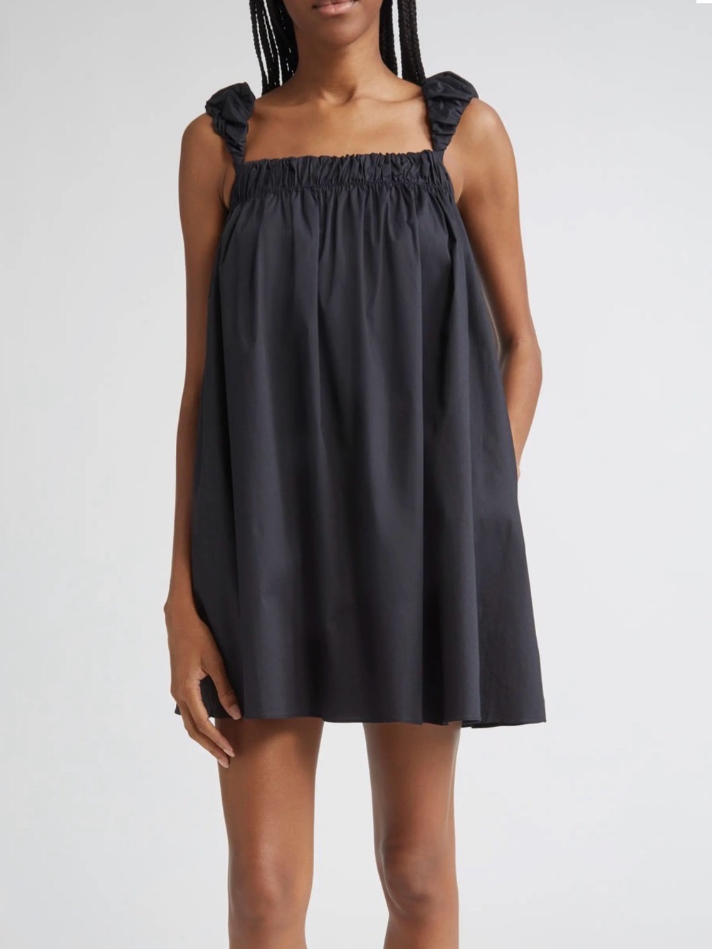 STAUD Black Mini Sundress with Ruffled Straps